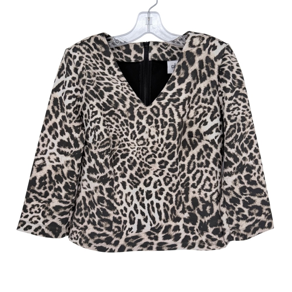 Cabi Sophia Top Women XS Tan Animal Print Mob Wife Edgy Career Contemporary Chic - Picture 3 of 9